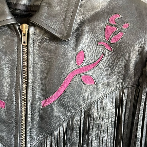 Leather Embroidered and Fringed Jacket - Picture 4 of 8